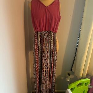Faded Glory Sleeveless Pink and Patterned Maxi Dress Y2K
